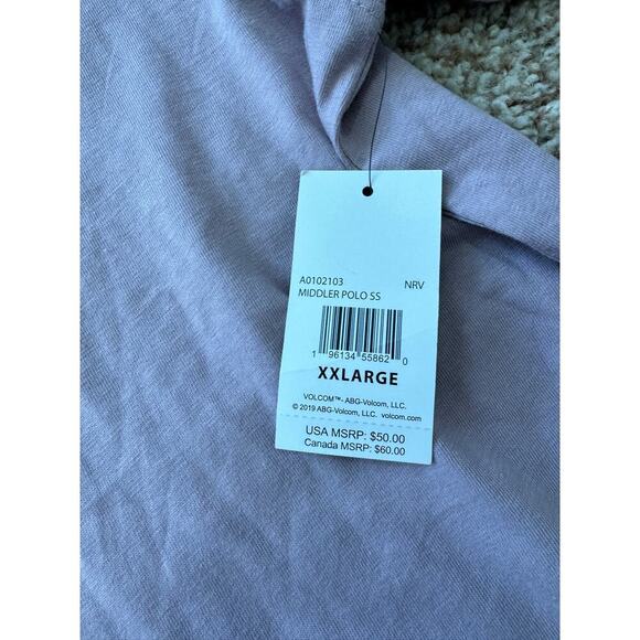 NWT - VOLCOM pull over polo shirt, size XXLarge, Purple/Gray color - Picture 3 of 9